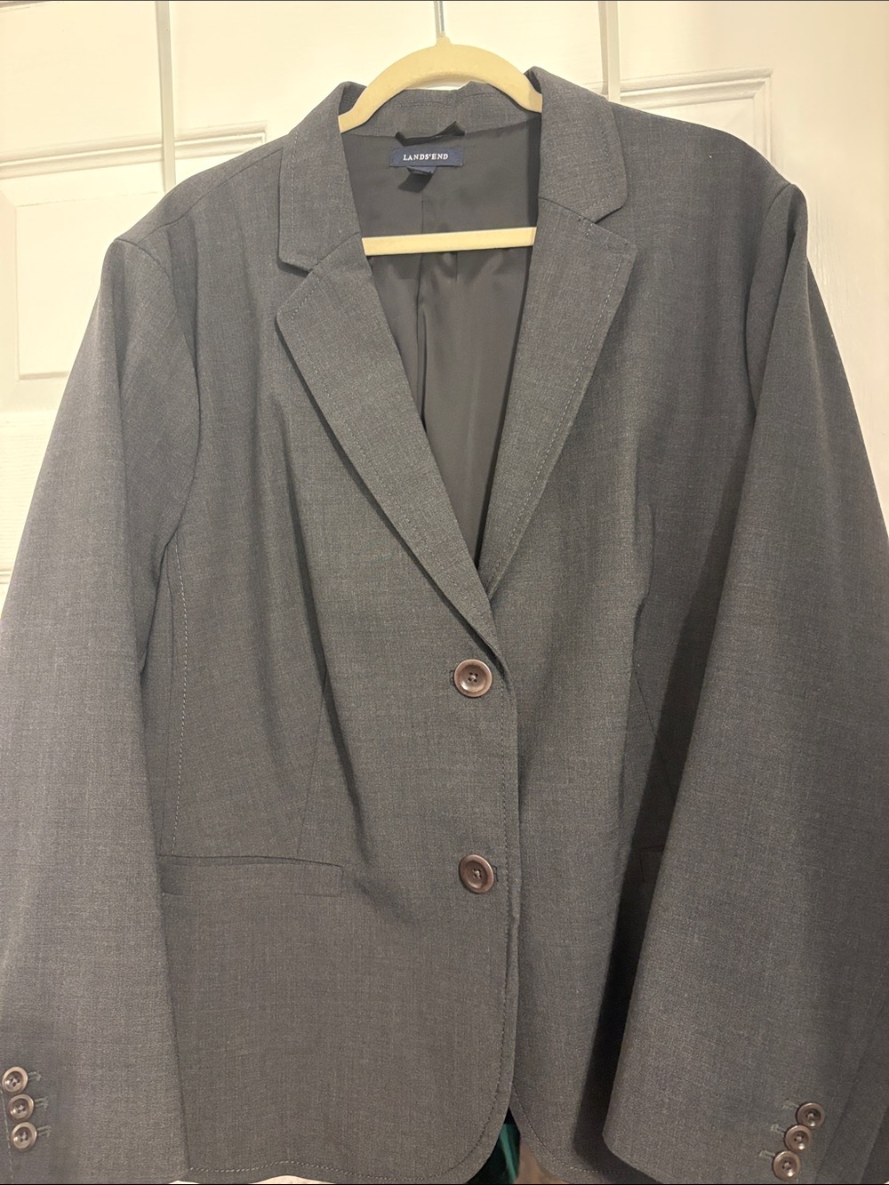 Lands' End Women's Charcoal Single-Button Blazer Pit to Pit 27 length 27